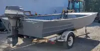 1996 18′ x 8′ Aluminum Landau Workboat w/40hp Mariner & Trailer